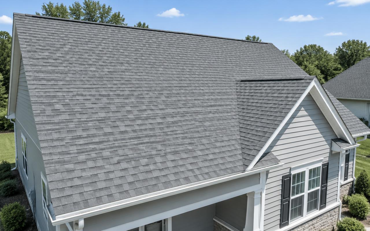 Demonstration roof cleaning — after